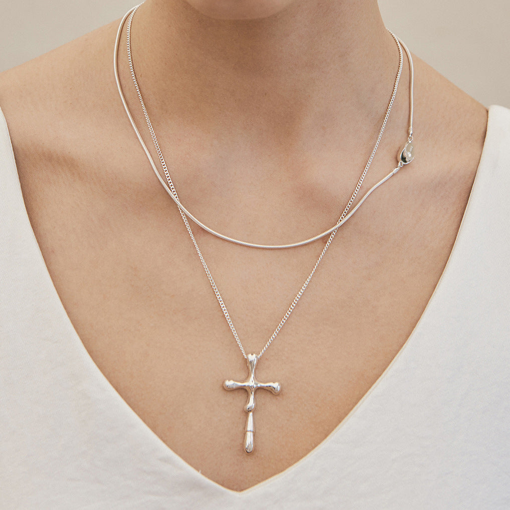 Stainless Steel Cross Shelf Necklace Pendant