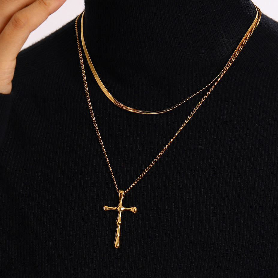 Stainless Steel Cross Shelf Necklace Pendant