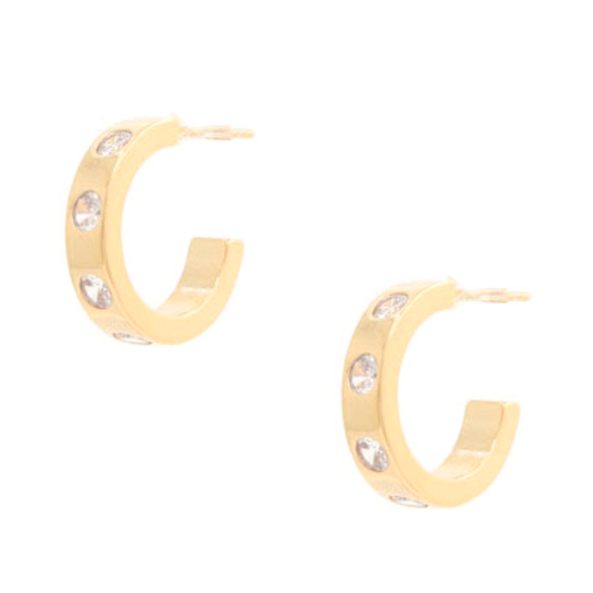 14k Rhinestone Hoop Gold Dipped Earring