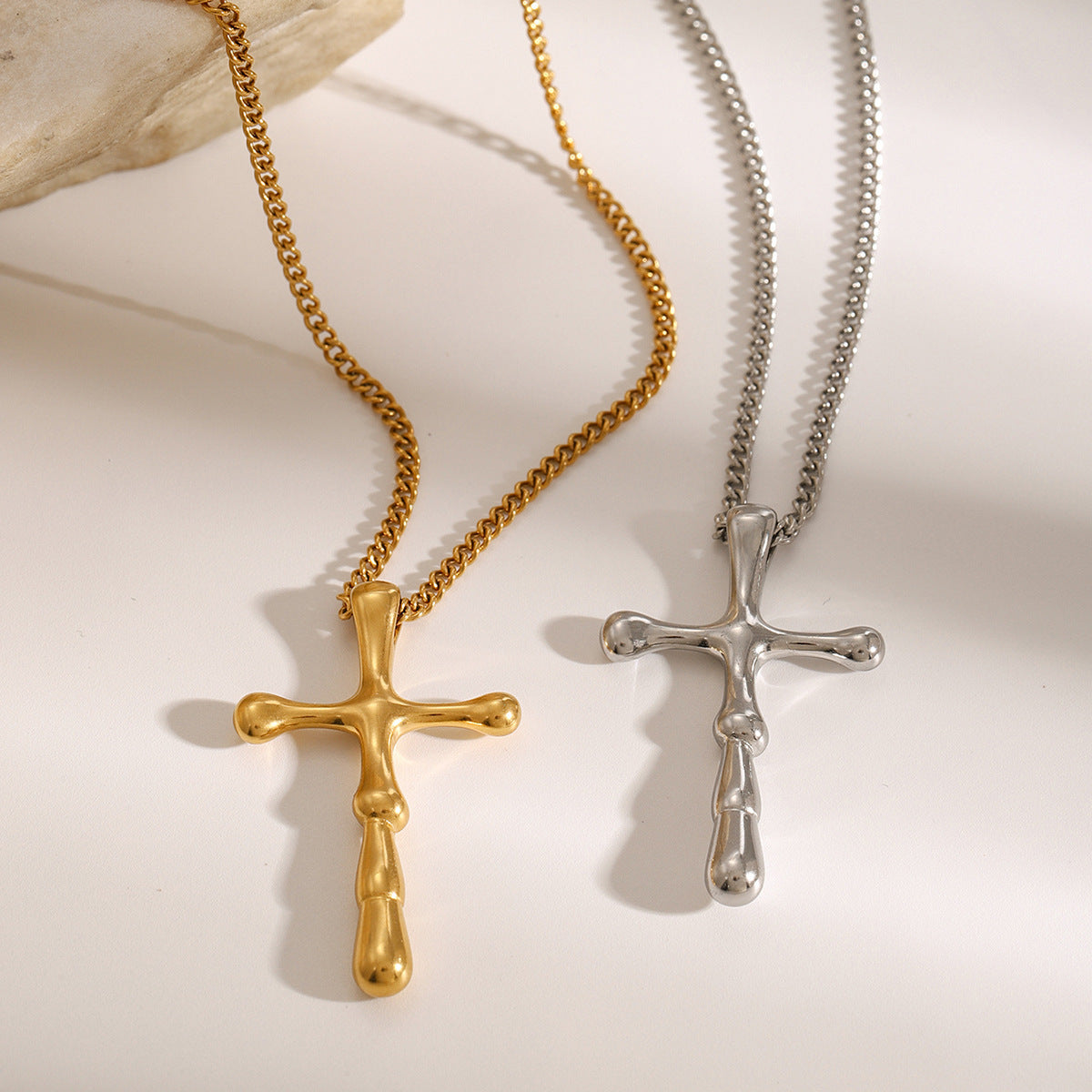 Stainless Steel Cross Shelf Necklace Pendant